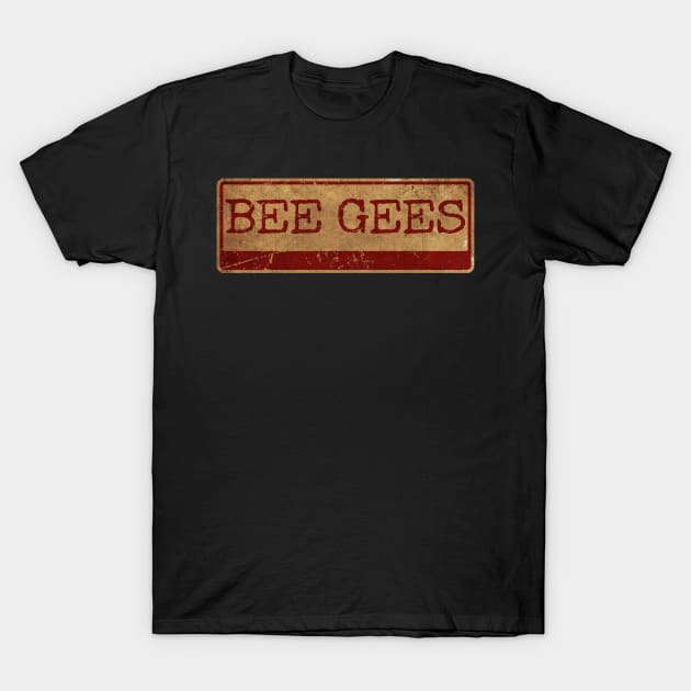 Aliska text red gold retro Bee Gees T-Shirt by Aliska